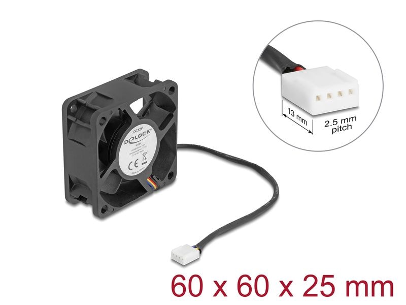 Delock PC-Lüfter 12 V DC, 60 x 60 x 25 mm