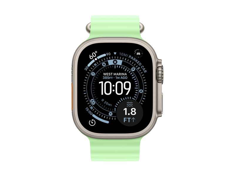 Apple Ocean Band 49 mm Neon Green Natural Titanium