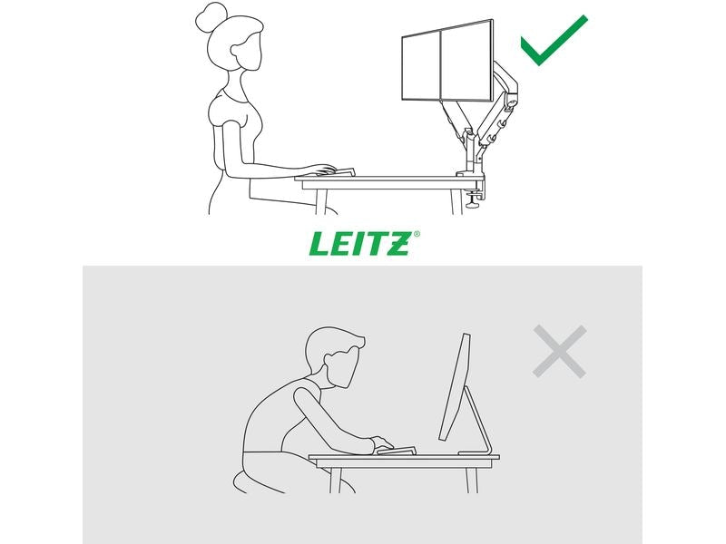Leitz Tischhalterung Dual Monitorarm Ergo bis 9 kg – Grau