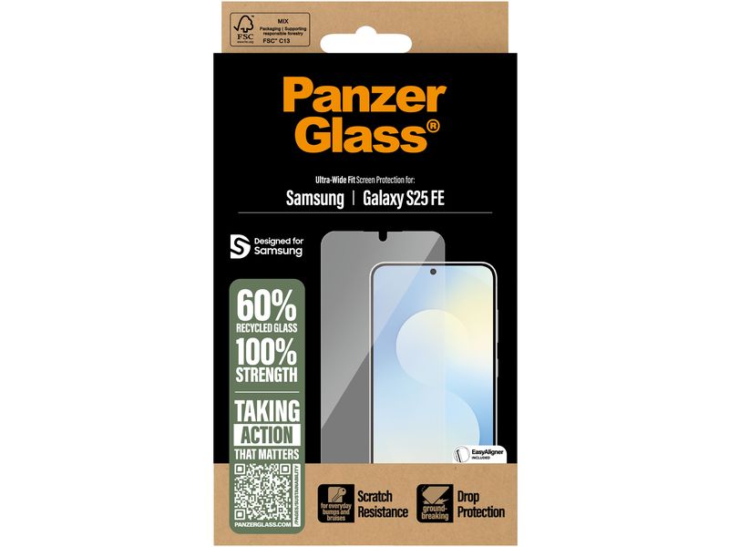 Panzerglass Displayschutz Ultra Wide Fit mit Easyaligner Galaxy S25 FE