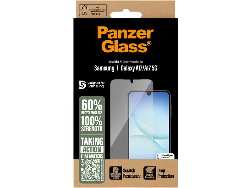 Panzerglass Displayschutz Ultra Wide Fit mit Easyaligner Galaxy A17