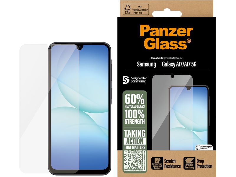 Panzerglass Displayschutz Ultra Wide Fit mit Easyaligner Galaxy A17