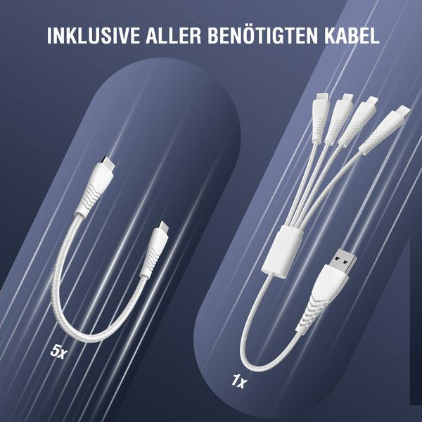 4smarts Ladestation Team 100W 5C/1A inkl. 6 Kabel Silber