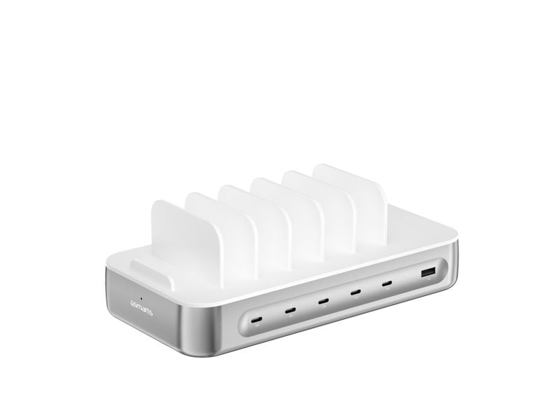 4smarts Ladestation Team 100W 5C/1A inkl. 6 Kabel Silber