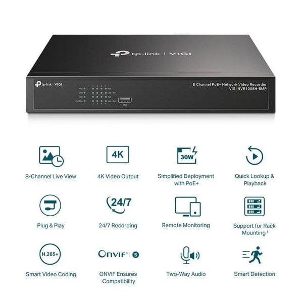 TP-Link Netzwerkrekorder VIGI NVR1008H-8MP 0 TB, 8 Kanal