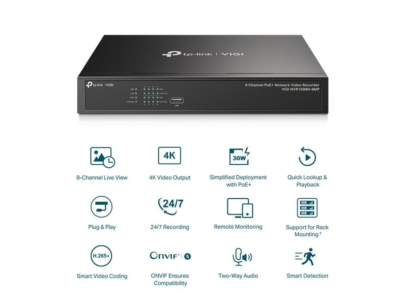 TP-Link Netzwerkrekorder VIGI NVR1008H-8MP 0 TB, 8 Kanal