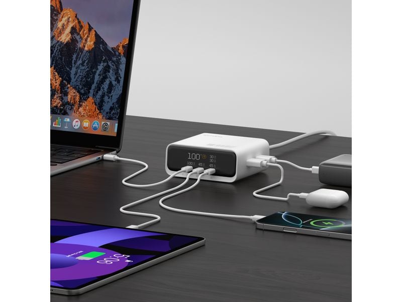 4smarts Ladestation GaN Screen 100W 3C+2A