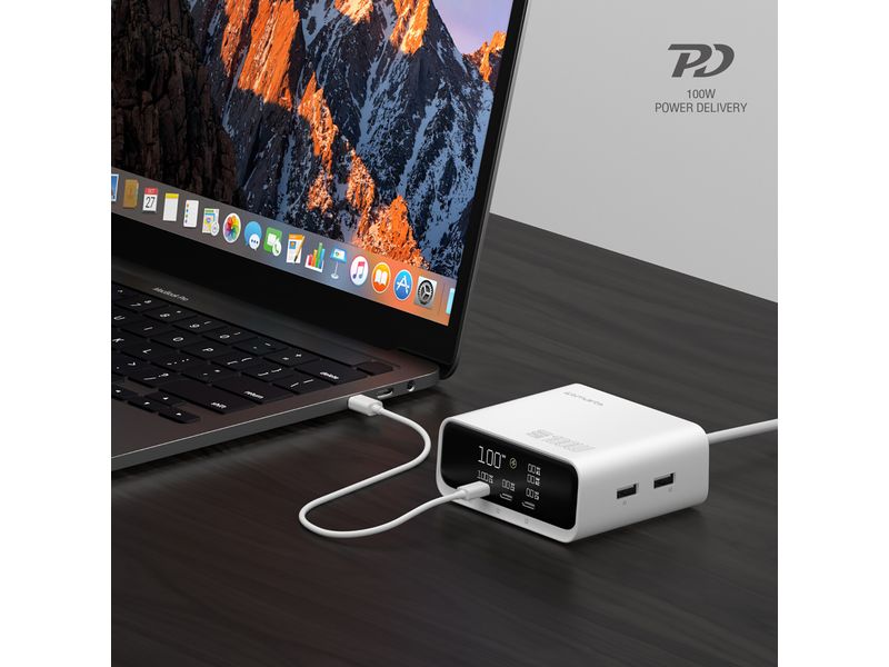 4smarts Ladestation GaN Screen 100W 3C+2A