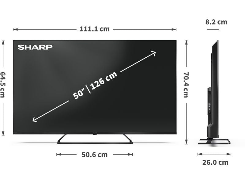 Sharp TV 50HP6265E 50", 3840 x 2160 (Ultra HD 4K), QLED