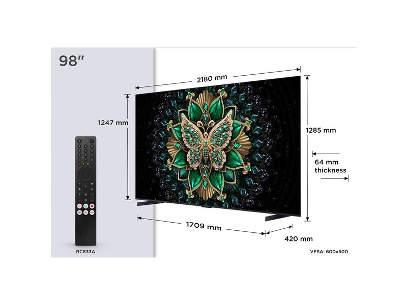 TCL TV 98C6K 98", 3840 x 2160 (Ultra HD 4K), QLED