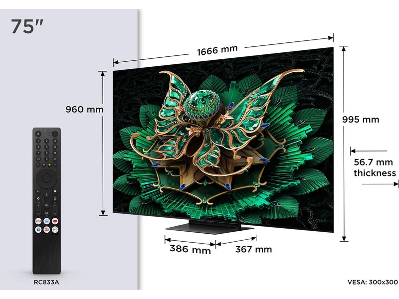 TCL TV 75C7K 75", 3840 x 2160 (Ultra HD 4K), QLED