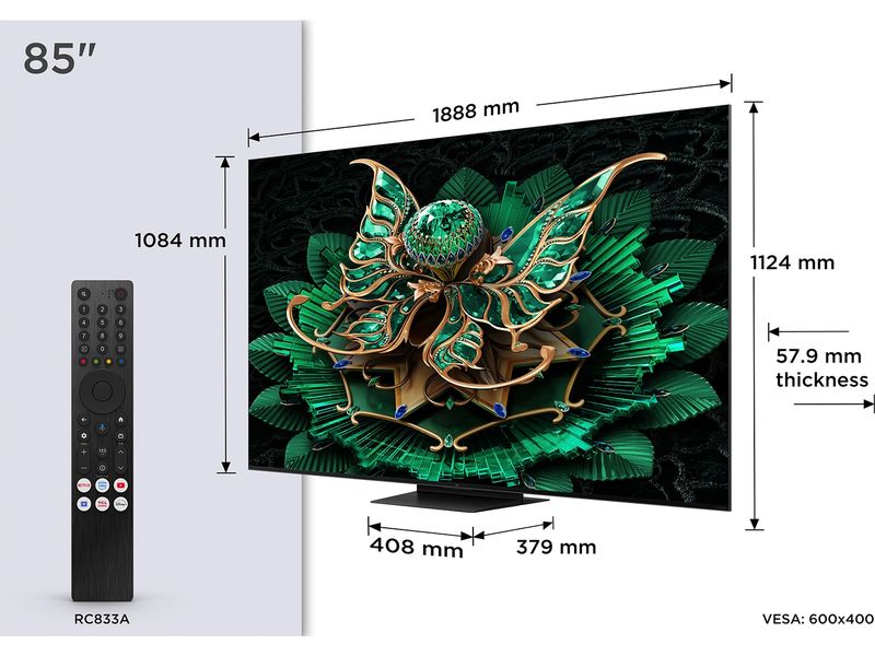TCL TV 85C7K 85", 3840 x 2160 (Ultra HD 4K), QLED