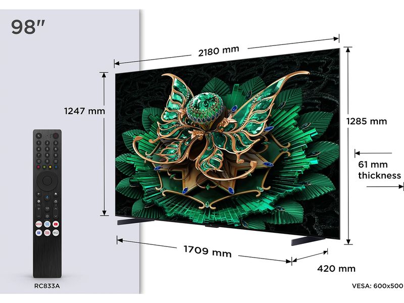TCL TV 98C7K 98", 3840 x 2160 (Ultra HD 4K), QLED