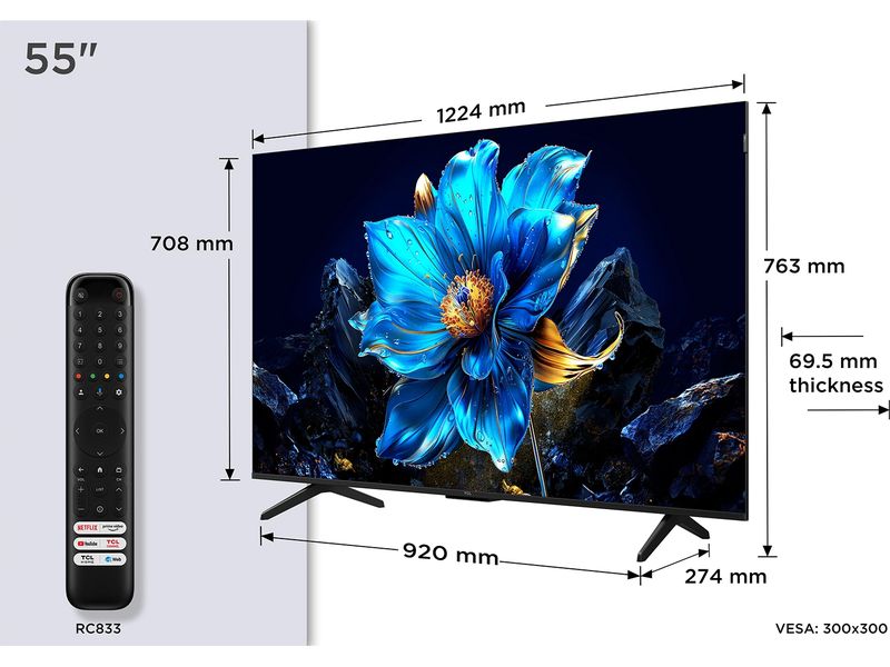 TCL TV 55P7K 55", 3840 x 2160 (Ultra HD 4K), QLED