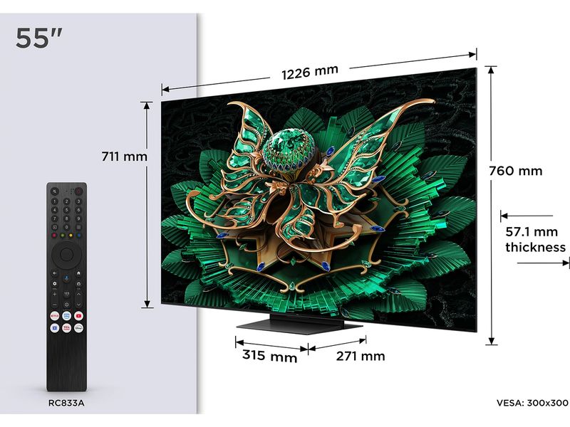 TCL TV 55C7K 55", 3840 x 2160 (Ultra HD 4K), QLED