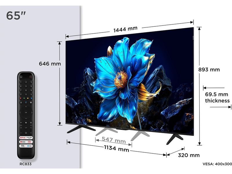 TCL TV 65P7K 65", 3840 x 2160 (Ultra HD 4K), QLED