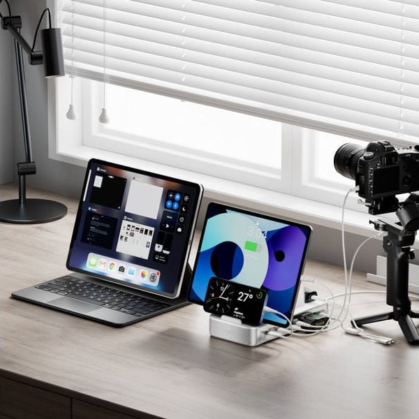 4smarts Ladestation Team 100W 5C/1A inkl. 6 Kabel Silber