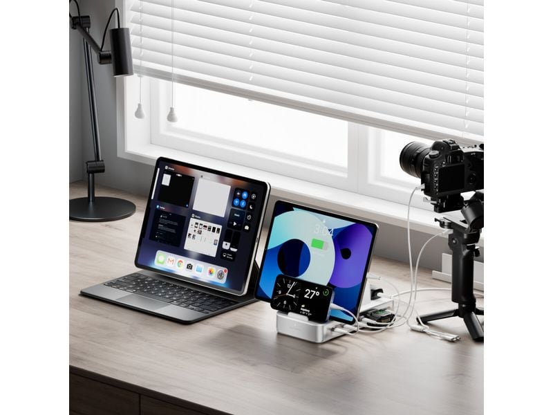 4smarts Ladestation Team 100W 5C/1A inkl. 6 Kabel Silber