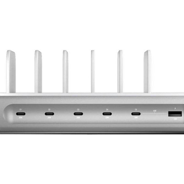 4smarts Ladestation Team 100W 5C/1A inkl. 6 Kabel Silber