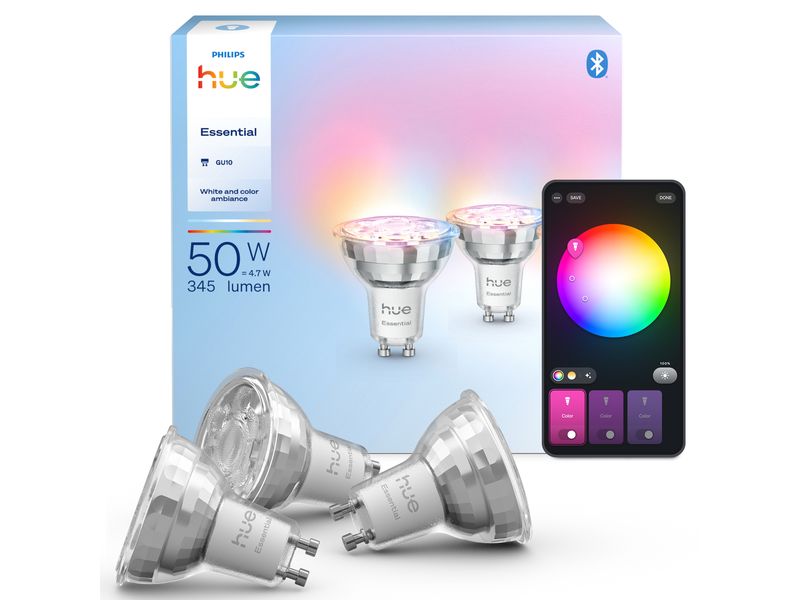Philips Hue Leuchtmittel Essential, GU10, 4.7 W, White & Colour, 3 Stück