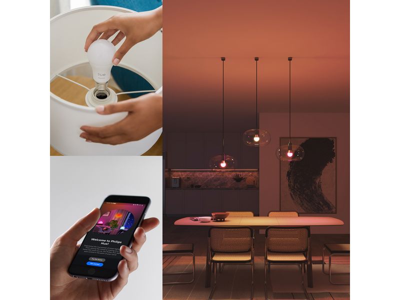 Philips Hue Leuchtmittel Essential, E27, 8 W, White & Colour, 3 Stück