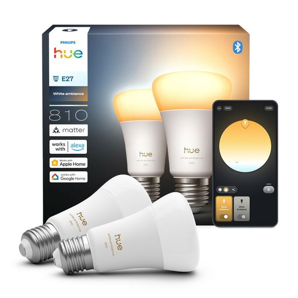 Philips Hue Leuchtmittel White Ambiance E27 Doppelpack 2 x 810 lm