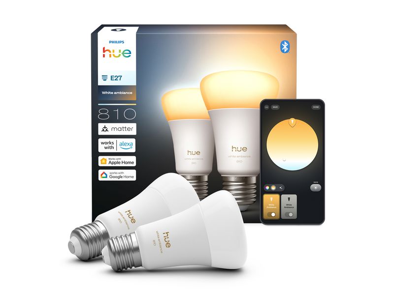 Philips Hue Leuchtmittel White Ambiance E27 Doppelpack 2 x 810 lm