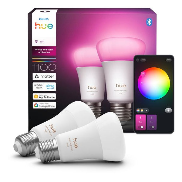 Philips Hue Leuchtmittel White & Col. Amb. E27 Doppelpack 2x 1100 lm