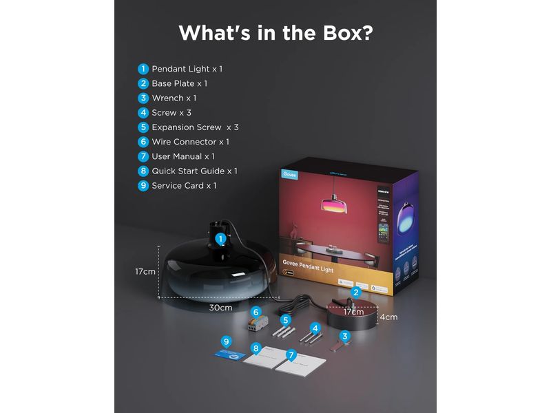 Govee Pendelleuchte 30 x 30 x 17.1 cm