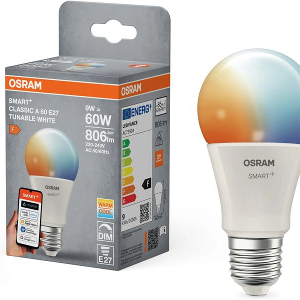 OSRAM Leuchtmittel A60 SMART+ WiFi E27, 9W, TW