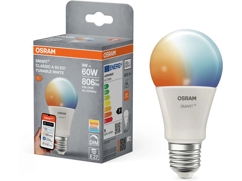 OSRAM Leuchtmittel A60 SMART+ WiFi E27, 9W, TW