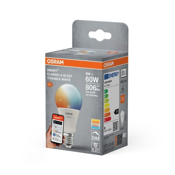 OSRAM Leuchtmittel A60 SMART+ WiFi E27, 9W, TW