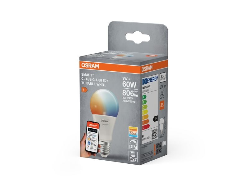 OSRAM Leuchtmittel A60 SMART+ WiFi E27, 9W, TW