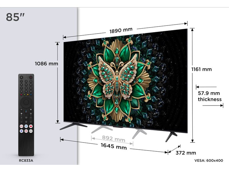 TCL TV 85C6K 85", 3840 x 2160 (Ultra HD 4K), QLED