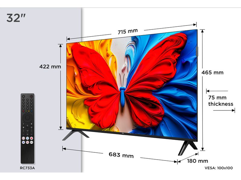 TCL TV 32S5K 32", 1920 x 1080 (Full HD), QLED