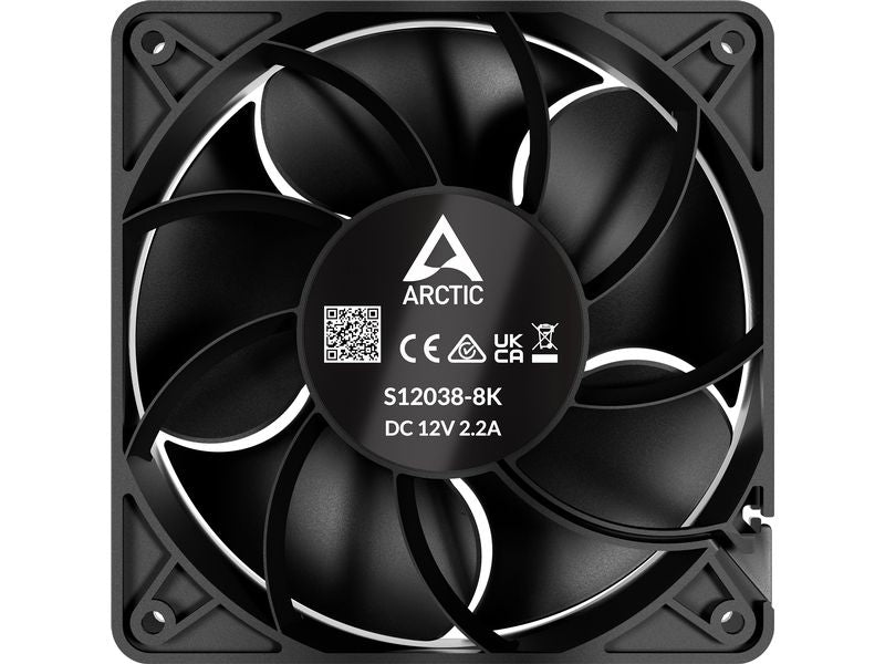 Arctic Cooling PC-Lüfter S12038-8K, 120 mm, 8000 RPM, Schwarz, 3 Stück