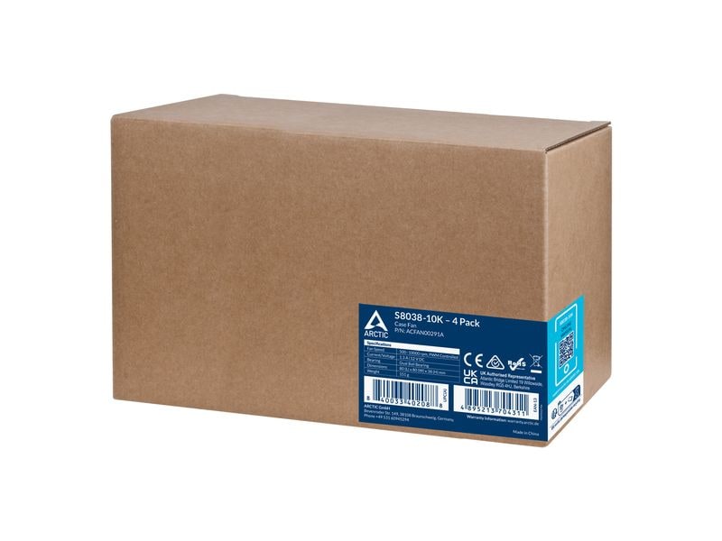 Arctic Cooling PC-Lüfter S8038-10K, 80 mm, 10000 RPM, Schwarz, 4 Stück