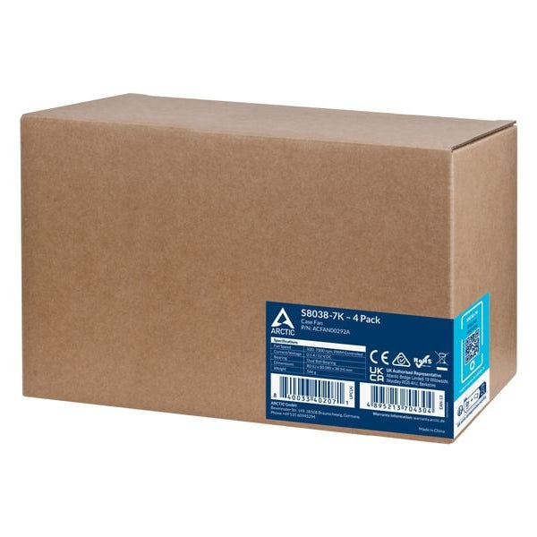 Arctic Cooling PC-Lüfter S8038-7K, 80 mm, 7000 RPM, Schwarz, 4 Stück