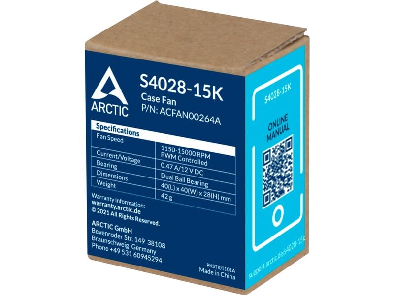 Arctic Cooling PC-Lüfter S4028-15K, 40 x 28 mm, 15000 RPM, Schwarz, 1 Stück