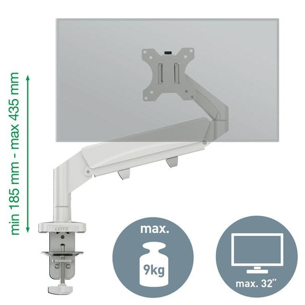 Leitz Tischhalterung Single Monitorarm Ergo bis 9 kg – Grau