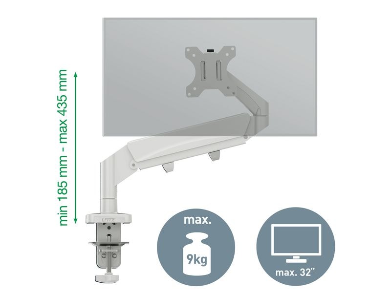 Leitz Tischhalterung Single Monitorarm Ergo bis 9 kg – Grau