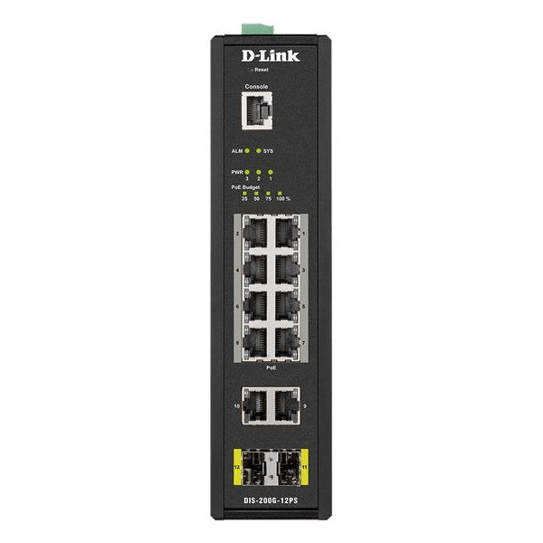 D-Link PoE+ Switch DIS-200G-12PS Industriell 12 Port
