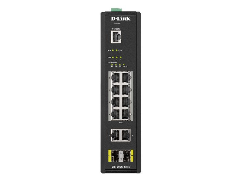 D-Link PoE+ Switch DIS-200G-12PS Industriell 12 Port