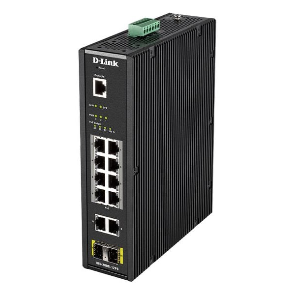 D-Link PoE+ Switch DIS-200G-12PS Industriell 12 Port