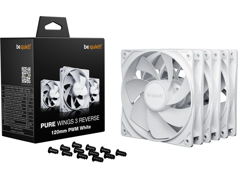 be quiet! PC-Lüfter PURE WINGS 3 120mm PWM Reverse White 3-Pack