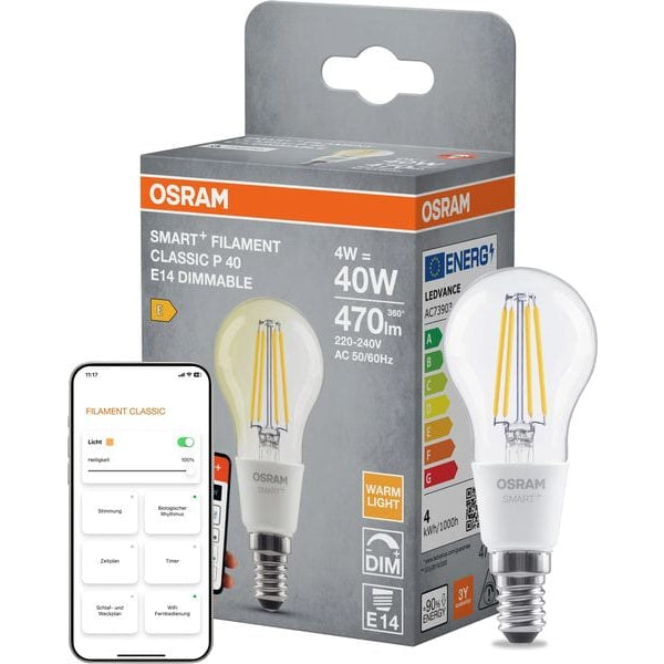 OSRAM Leuchtmittel P40D SMART+ WiFi, E14, 4 W, WW