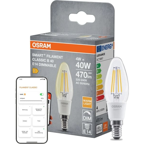 OSRAM Leuchtmittel B40D SMART+ WiFi, E14, 4 W, WW
