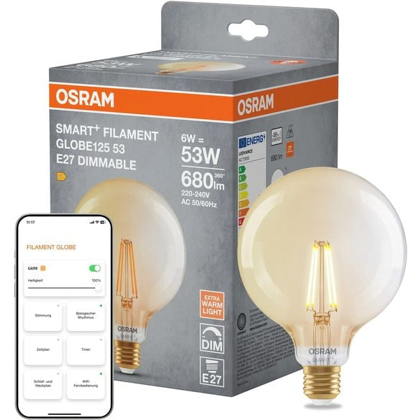 OSRAM Leuchtmittel Globe 55D SMART+ WIFI, E27, 6 W, WW