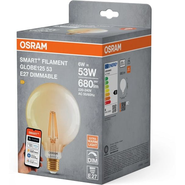 OSRAM Leuchtmittel Globe 55D SMART+ WIFI, E27, 6 W, WW
