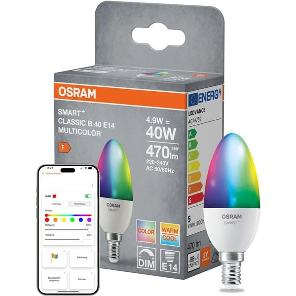OSRAM Leuchtmittel B40 SMART+ MATTER, E14, 4.9 W, RGBW